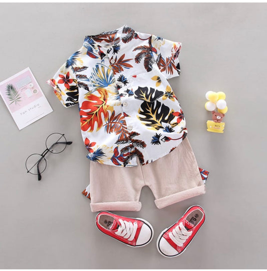 conjunto de short y camisa hawaiana para niño