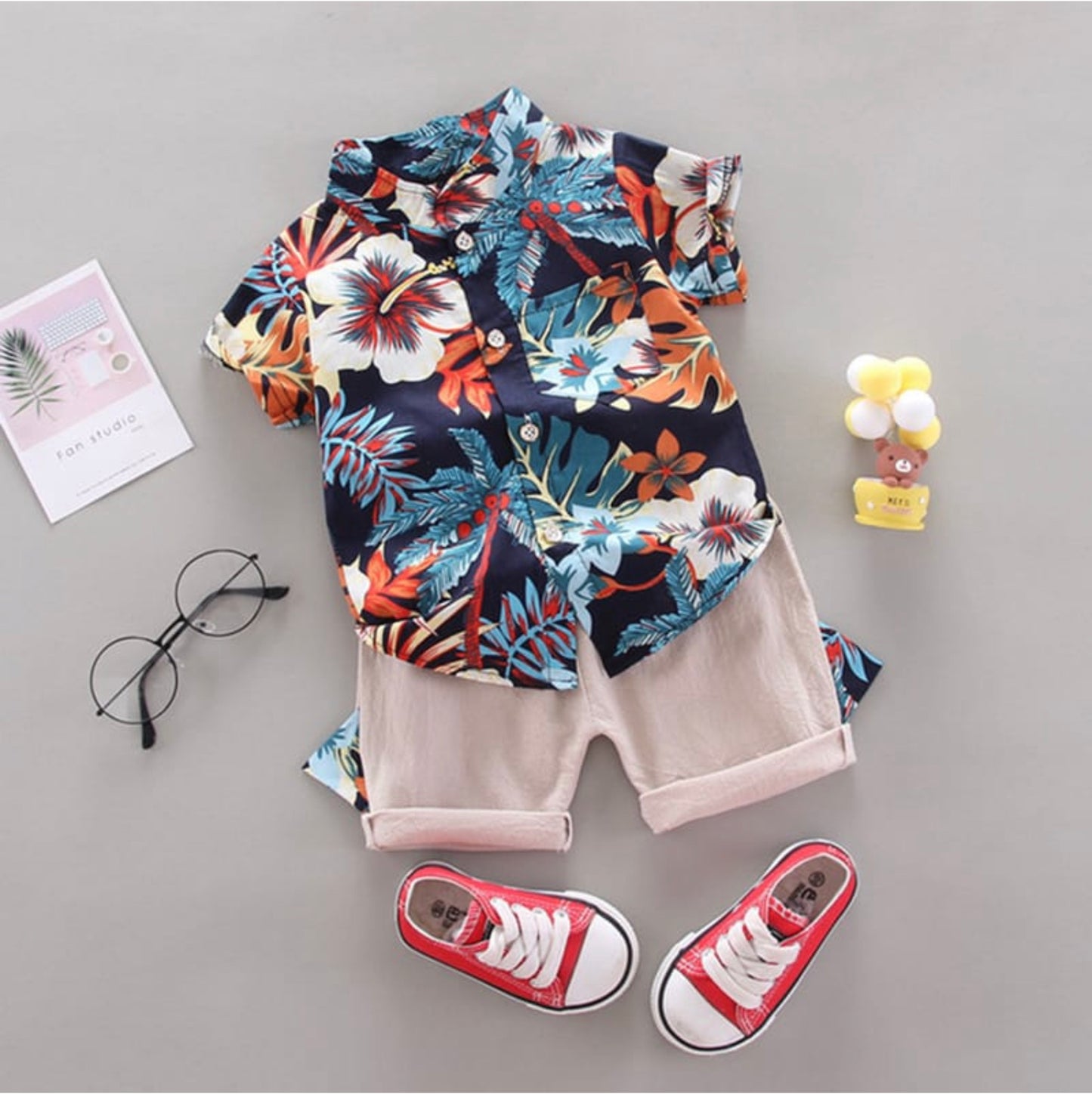 conjunto de short y camisa hawaiana para niño