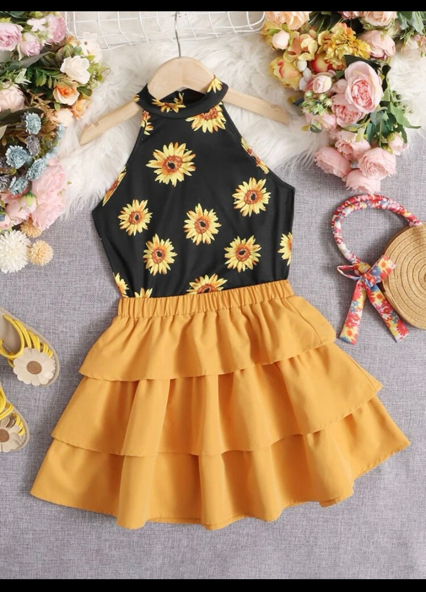 conjunto de girasol para niñas