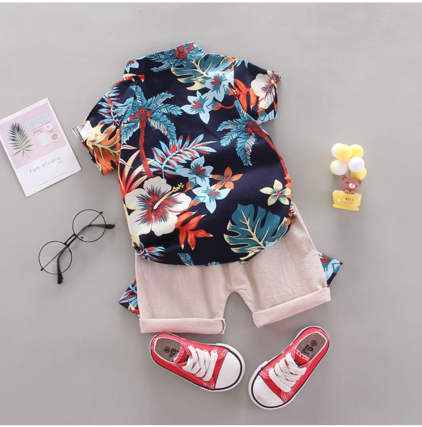 conjunto de short y camisa hawaiana para niño